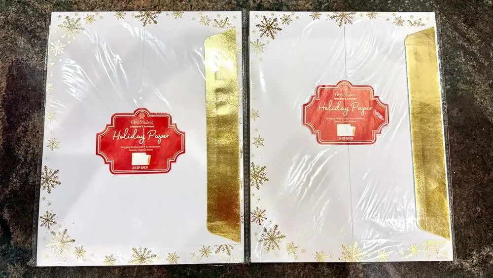Geo Studios Premium Holiday Letterhead & Envelopes, Gold Snowflake 2 pks, 24/ea